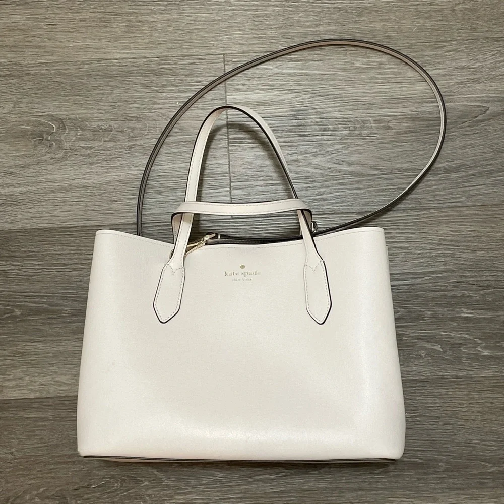 Kate Spade Harper Cream White Satchel with crossbody strap
